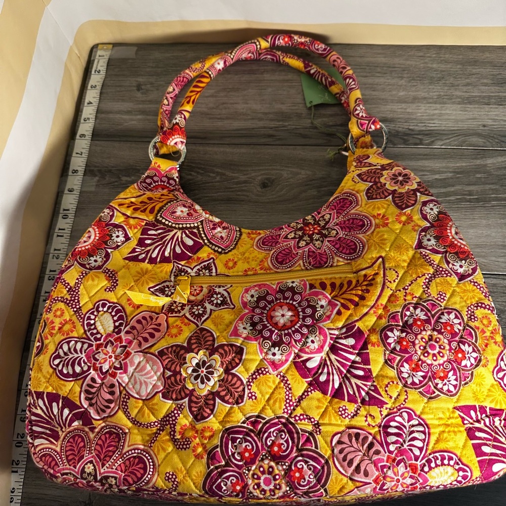 NWT Vera Bradley Large Hobo Bag; Boho Bali Gold Vintage Floral - Picture 7 of 8